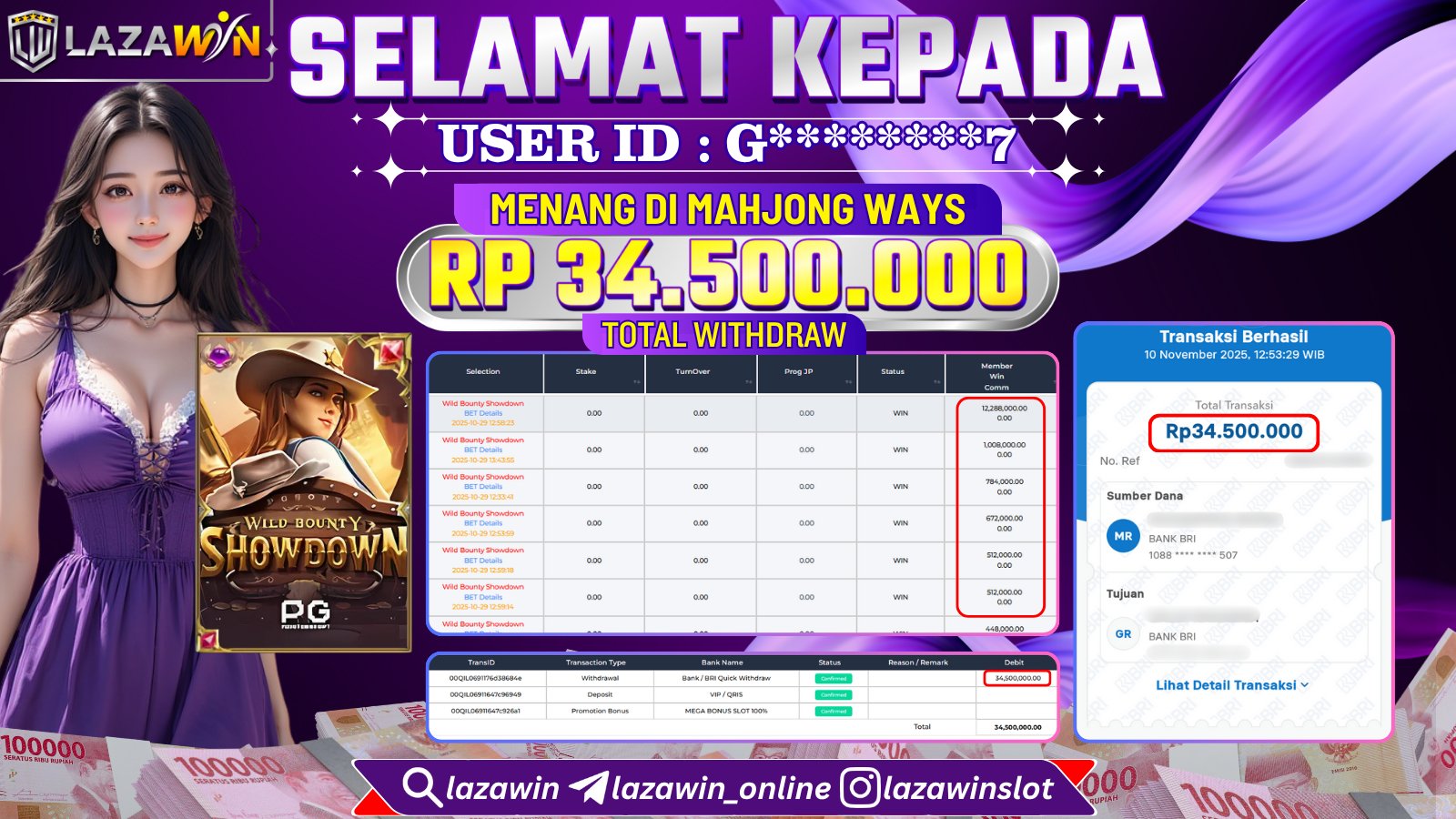 LAZAWIN JACKPOT di WILD BOUNTY SHOWDOWN Rp.34.500.000,- LUNAS