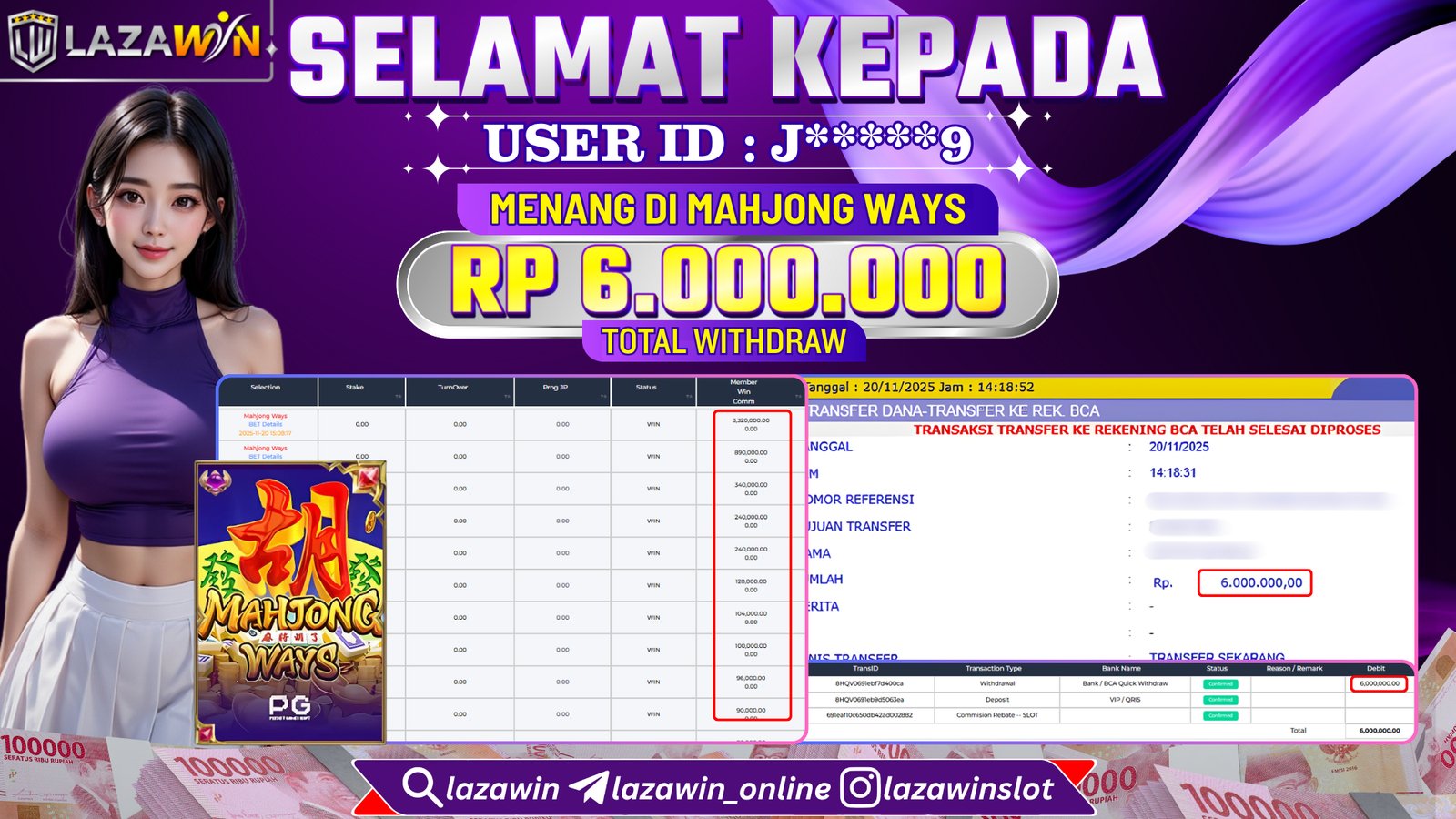 LAZAWIN JACKPOT di MAHJONG WAYS Rp.6.000.000,- LUNAS