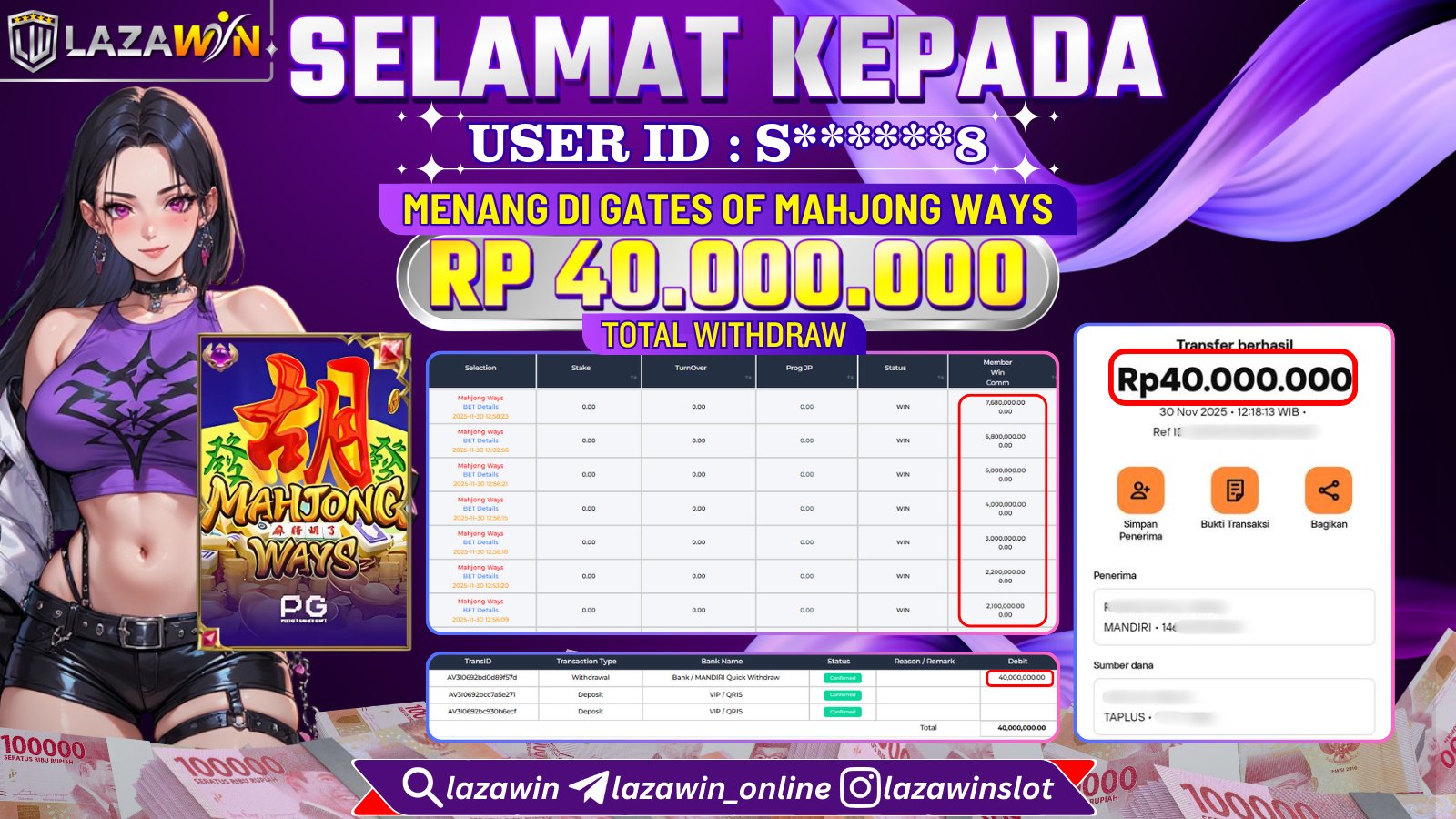 LAZAWIN JACKPOT di MAHJONG WAYS Rp.40.000.000,- LUNAS